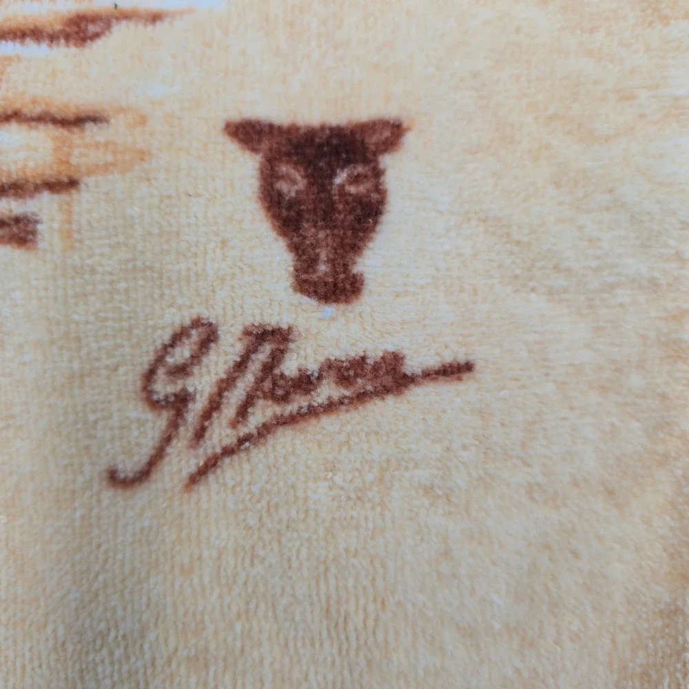 G. Maron Vintage 3pc Velour Towel Set Art Deco Crane 2 Bath Towels Washcloth